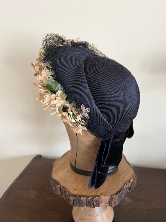 1930s 1940s picture tilt straw hat with flowers - image 4