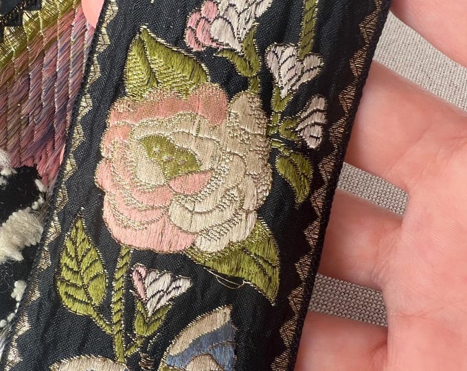 Padded Ribbon Antique Metal and Silk Padded Ribbon. Polychrome. Lame - Etsy