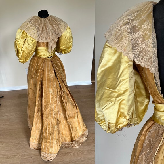 Victorian 1890s ball gown silk.  1894 - image 1