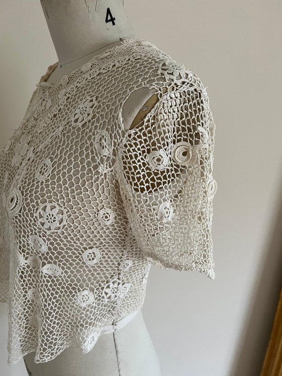 Original handmade Irish crochet blouse ; as is - image 3