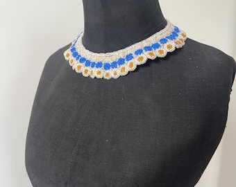 Antique beaded net collar 1940s 1950s .