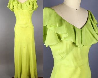 1930s bias cut silk evening gown and slip salvage