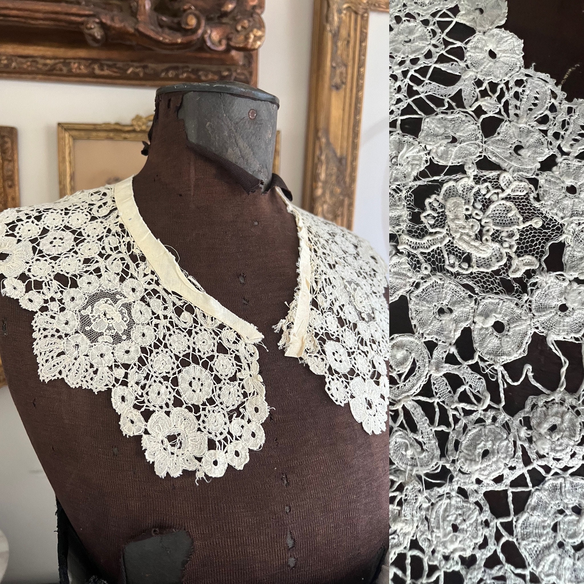 Antique Brussels Duchesse Handmade Lace Collar; Bobbin Point De 