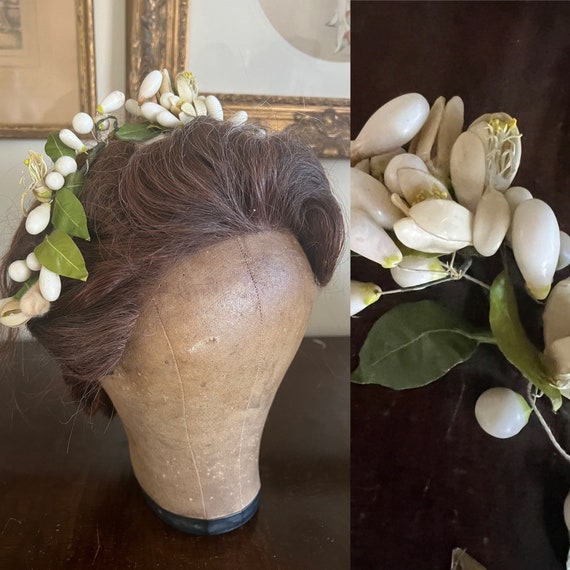 Antique wax orange blossom bridal headdress veil