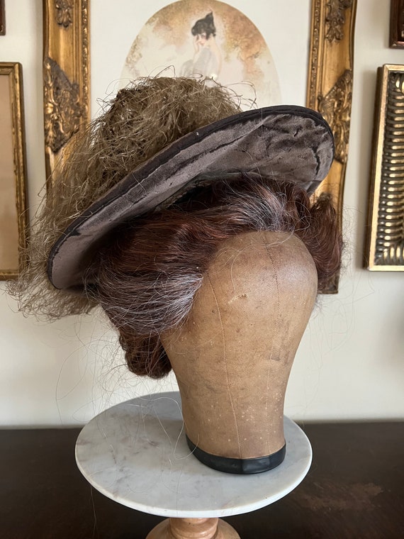 antique edwardian 1900 1910 velvet hat with feathe