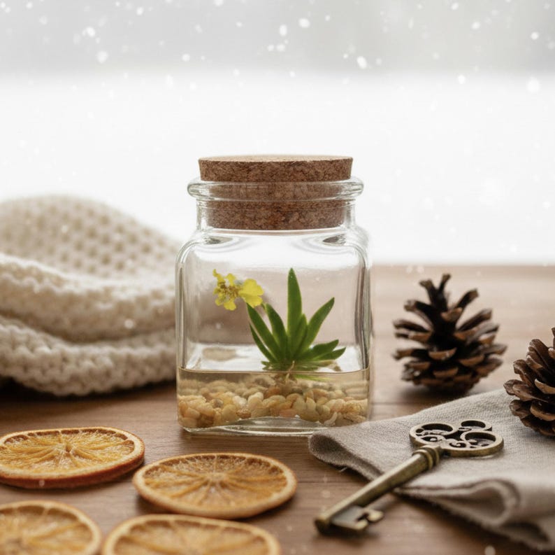 Orchid Terrarium-Miniature orchid/Glass Terrarium/Indoor Garden/Office desk/Live plants/Gift for Her/Wedding Favor/Bridesmaid/Anniversary bild 2