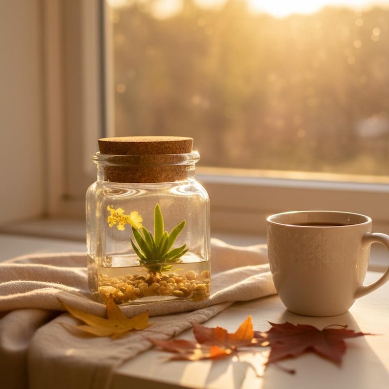 Orchid Terrarium-Miniature orchid/Glass Terrarium/Indoor Garden/Office desk/Live plants/Gift for Her/Wedding Favor/Bridesmaid/Anniversary bild 5