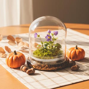 Awarded: Everlasting Persian Violet  Live Flower Terrarium with Sundew Moss, Maintenance Free, Blooms All-Season, 100% Growth Guarantee