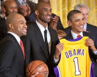 Kobe Bryant Derek Fisher President Barack Obama Los Angeles Lakers Poster Art Photo Artwork 12x18