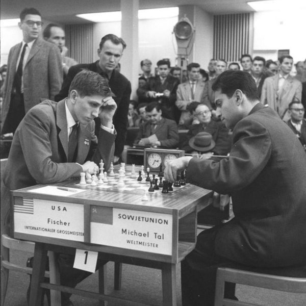 Bobby Fischer Mikhail Tal in Leipzig Chess Championship 1960 Poster Art Photo Posters Artwork 12x12