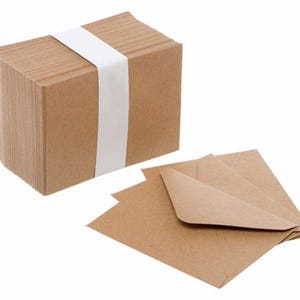 Enveloppes MINI KRAFT petites 10 50 100 500 étiquettes bomboniere Merci faire-part de mariage RSVP cartes-réponses graines brun clair