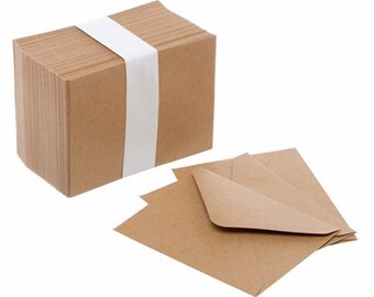 MINI KRAFT envelopes small  10 50 100 500 tags bomboniere thank you wedding invitation RSVP reply cards seeds brown tan