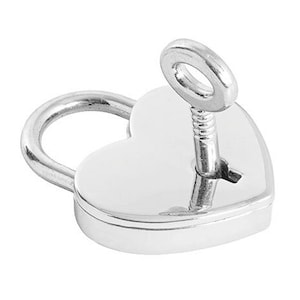 HEART PADLOCK with KEY | Silver | Heart Shape Love Lock for Wishing Well Luggage Suitcase Charm