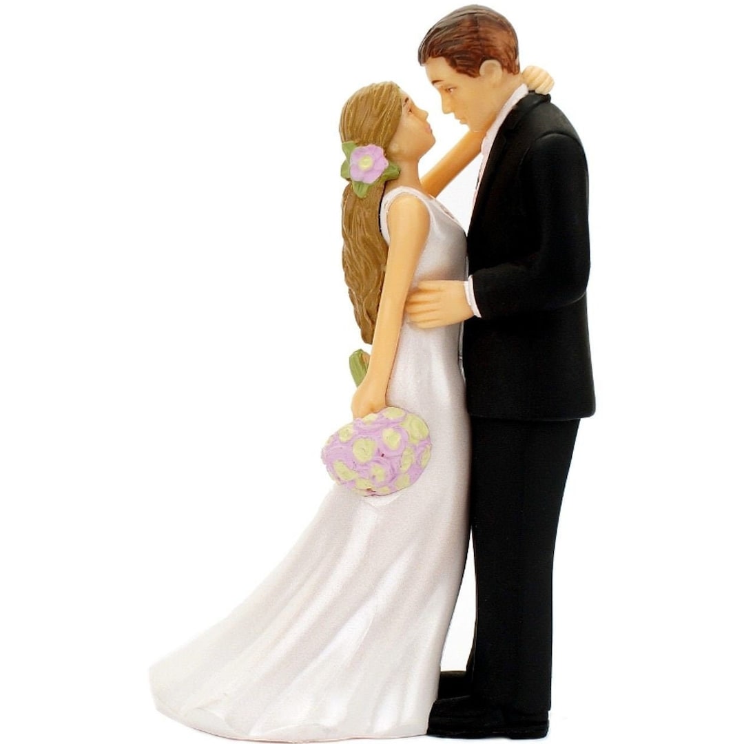 WEDDING CAKE TOPPER Bride and Groom Flowers Bouquet Keepsake ...