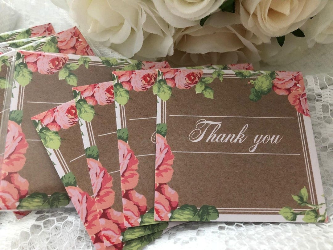 10 Kraft Floral Thank You Cards: Vintage Wedding Favor Tags - Etsy