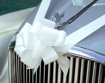 WEDDING CAR RIBBON white waterproof decorations supplies 5cm x 10m bridal car bows