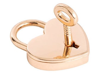 HEART PADLOCK with KEY | Gold | Heart Shape Love Lock for Wishing Well Luggage Suitcase Charm