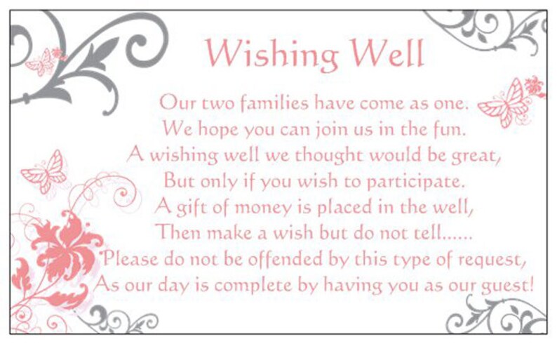 10 Wishing Well Cards Coral Pink And Silver Butterflies To Etsy
