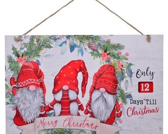 2023 CHRISTMAS DECORATIONS GNOME Advent Hanging Wall Calendar Plaque Countdown Diary December santa Christmas tree red green Father