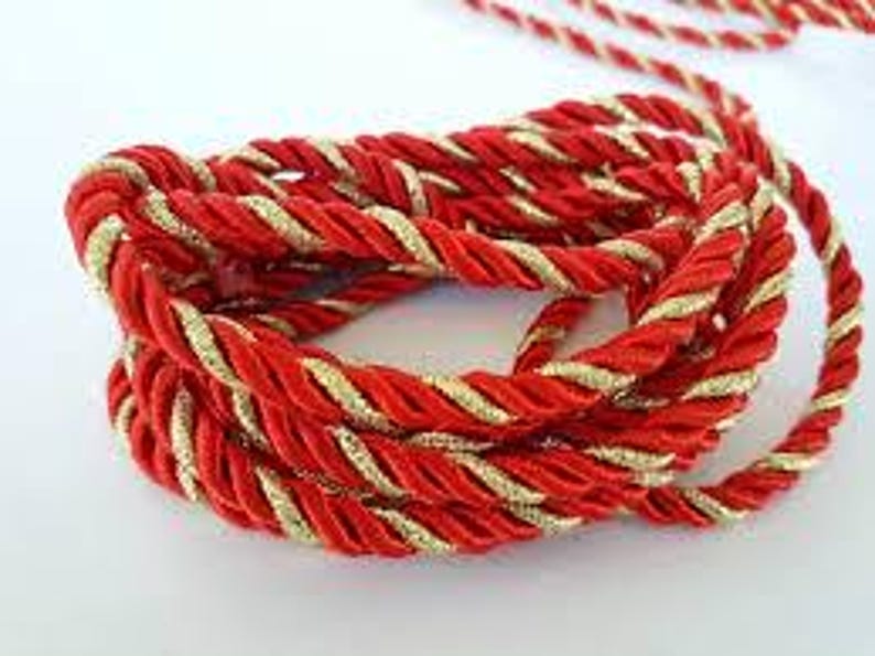 10m Metallic Satin Twisted Rope Ribbon Red & Gold Christmas Gift Hamper