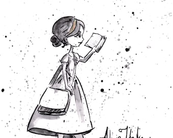 Girl Reading While Walking