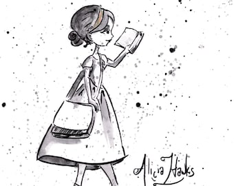 Original Girl Reading While Walking