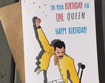 Freddie Mercury Birthday Card/ Queen Card/ Funny Birthday Card/ Gay Birthday Card/ Queen Band