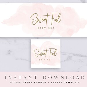 Blog Header Profile Picture Web Banner Cover Social Media Banner Set INSTANT DOWNLOAD Timeline Cover Blush Pink Paris Branding