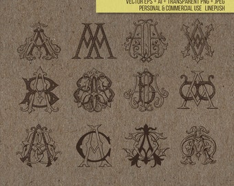 Sale! Vintage Monogram letter set. Ornamental type. Stencil, Typeface. Font. Vector, EPS, AI, PNG, Jpeg, letters, illustration. vector icons