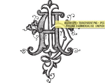 Vintage monogram. Letters A B. Monogram, typography, type, font. Clip art, Scrapbooking, Clipart, Vintage printables. Vector EPS, PNG, Jpeg