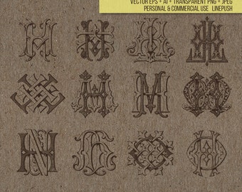 Sale! Vintage Monograms. Letters. Ornamental type. Stencil, Typeface. Font. Vector EPS, AI, PNG, Jpeg, illustration, silhouette icons gothic