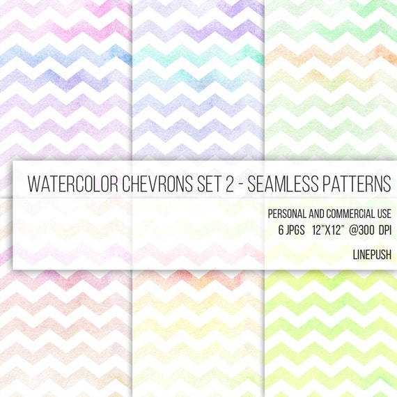 Sale Stained Watercolor Papers Seamless Pastel Chevron Etsy