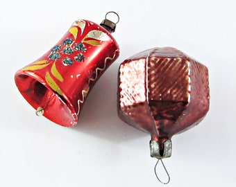 6 Russian Christmas Tree Glass Ornaments Vintage USSR | Etsy