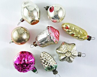 6 Russian Christmas Tree Glass Ornaments Vintage USSR | Etsy