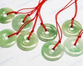 33mm - 35mm Hand Carved Natural Green Jadeite Round Donut Varied Sizes