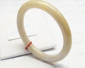 Jade Bangle (Round Inside) Hand Carved Natural Yellow with lavender color tone Jade inner Diameter 58.5mm