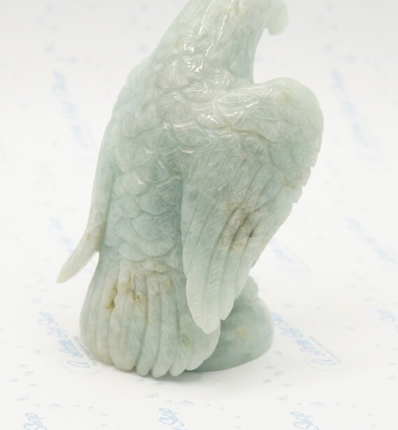 鷲の室内装飾 ~ 彫刻された動物の天然グリーン翡翠、翡翠の装飾、装飾