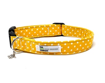 Yellow Polka Dot Adjustable Dog Collar