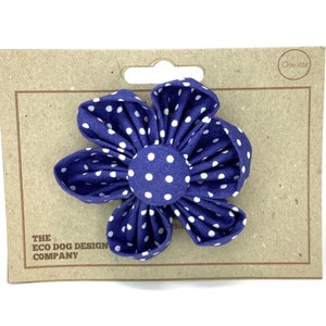 Blue Polka Dot Flower For Dog Collar