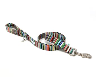 Grün und Braun gestreifte Hundeleine mit gepolstertem Griff Hundeleine, Führleine ein