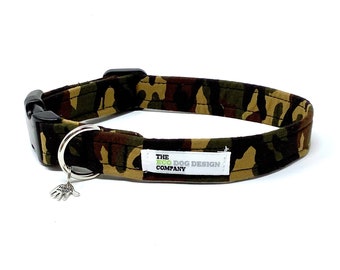 Grünes Camouflage Halsband, Hundehalsband im Bundeswehr Muster