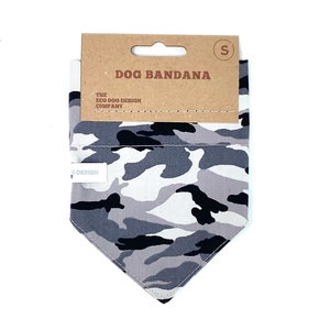 Grey Camo, Dog Bandana, Dog Accessories, Camouflage, Military Slip on Collar Bandana