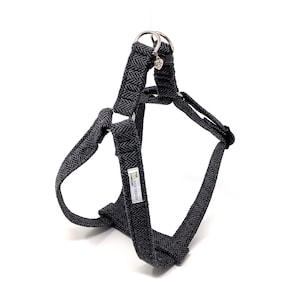 Dark Grey Tweed Adjustable Dog Harness