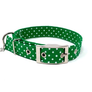 Green Polka Dot Traditional Eyelet Dog Collar