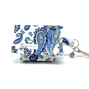 Blue Paisley Dog Treat Pouch, Waste Bag Carrier, Dog Walking Accessory