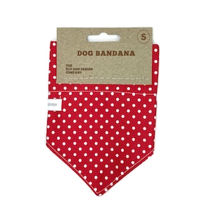 Dog Bandana, Red Polka Dot, Polka Dot, Dog Accessories, Slip on Collar Bandana