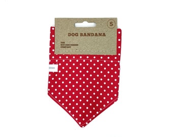 Dog Bandana, Red Polka Dot, Polka Dot, Dog Accessories, Slip on Collar Bandana