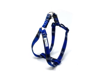 Arnés ajustable para perros con tartán azul real
