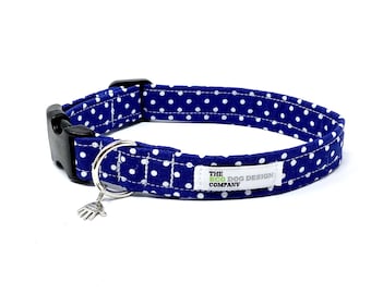 Blue Polka Dot Adjustable Dog Collar