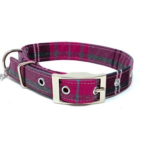 Pink Tartan Traditional Eyelet Dog Collar